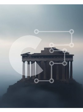 Intra Συλλεκτικό Ξύλινο Παζλ Plywood  4mm - Αρχαία δομή του Παρθενώνα σε ένα νησί στην ομίχλη Σε Ξύλινο Κουτί - Διαστάσεις Puzzle: 10x10 cm – 25 κομμάτια