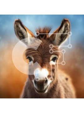 Intra Συλλεκτικό Ξύλινο Παζλ Plywood  4mm - Κοντινή λήψη του προσώπου ενός γαϊδάρου με καφέ παλτό και λευκές κηλίδες Σε Ξύλινο Κουτί - Διαστάσεις: 10x10 cm – 25 κομμάτια