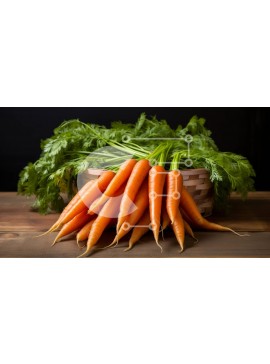 Σετ των 2 Intra Συλλεκτικό Ξύλινο Παζλ Plywood  4mm - Καλάθι με φρέσκα καρότα σε ξύλινο τραπέζι Σε Ξύλινο Κουτί - Διαστάσεις: 10x10 cm – 25 κομμάτια