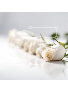 Intra Συλλεκτικό Ξύλινο Παζλ Plywood  4mm - Κομψή εικόνα λευκών τριαντάφυλλων με αντανάκλαση στο τραπέζι Σε Ξύλινο Κουτί - Διαστάσεις: 10x10 cm – 25 κομμάτια