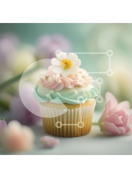 Σετ των 2 Intra Συλλεκτικό Ξύλινο Παζλ Plywood  4mm - Γλυκό cupcake με πανέμορφη διακόσμηση λουλουδιών Σε Ξύλινο Κουτί - Διαστάσεις: 10x10 cm – 25 κομμάτια