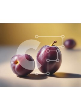 Σετ των 2 Intra Συλλεκτικό Ξύλινο Παζλ Plywood  4mm - Ώριμα και άγουρα δαμάσκηνα σε ένα τραπέζι Σε Ξύλινο Κουτί - Διαστάσεις: 10x10 cm – 25 κομμάτια