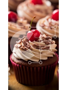 Intra Συλλεκτικό Ξύλινο Παζλ Plywood  4mm - Λαχταριστά Cupcakes σοκολάτας με ένα κεράσι από πάνω Σε Ξύλινο Κουτί - Διαστάσεις: 10x10 cm – 25 κομμάτια
