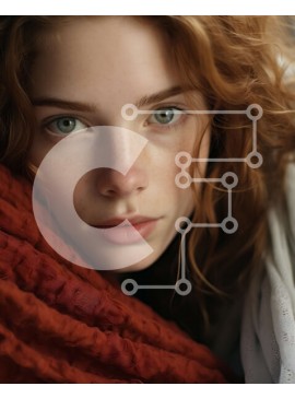 Intra Συλλεκτικό Ξύλινο Παζλ Plywood  4mm - Πορτρέτο μιας νεαρής γυναίκας με κόκκινα μαλλιά και πράσινα μάτια Σε Ξύλινο Κουτί - Διαστάσεις Puzzle: 10x10 cm – 25 κομμάτια