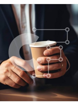 Intra Συλλεκτικό Ξύλινο Παζλ Plywood  4mm - Χαλαρός άνδρας που κρατά το κενό χάρτινο φλιτζάνι Σε Ξύλινο Κουτί - Διαστάσεις Puzzle: 10x10 cm – 25 κομμάτια