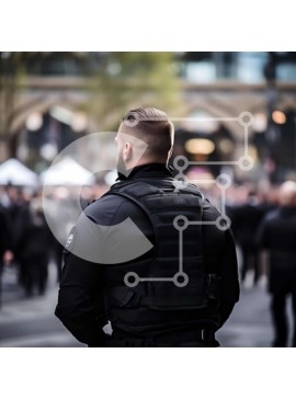 Intra Συλλεκτικό Ξύλινο Παζλ Plywood  4mm - Άνδρας με τα μαύρα που στέκεται στο αστικό περιβάλλον Σε Ξύλινο Κουτί - Διαστάσεις Puzzle: 10x10 cm – 25 κομμάτια