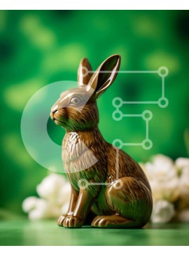 Intra Συλλεκτικό Ξύλινο Παζλ Plywood  4mm - Καφέ ειδώλιο λαγουδάκι με λευκά λουλούδια Σε Ξύλινο Κουτί - Διαστάσεις: 10x10 cm – 25 κομμάτια