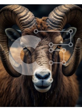 Σετ των 2 Intra Συλλεκτικό Ξύλινο Παζλ Plywood  4mm - Εκπληκτική εικόνα από κοντά ενός καφέ κριού με σγουρά κέρατα Σε Ξύλινο Κουτί - Διαστάσεις: 10x10 cm – 25 κομμάτια