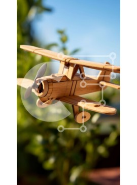 Intra Συλλεκτικό Ξύλινο Παζλ Plywood  4mm - Μικρό ξύλινο αεροπλάνο που πετά στον γαλάζιο ουρανό Σε Ξύλινο Κουτί - Διαστάσεις Puzzle: 10x10 cm – 25 κομμάτια