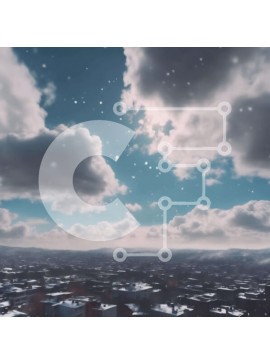 Intra Συλλεκτικό Ξύλινο Παζλ Plywood  4mm - Χιονισμένο αστικό τοπίο με κτίρια και δέντρα Σε Ξύλινο Κουτί - Διαστάσεις Puzzle: 10x10 cm – 25 κομμάτια