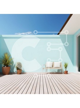 Intra Συλλεκτικό Ξύλινο Παζλ Plywood  4mm - Φωτεινός μπλε τοίχος με λευκό καναπέ και φυτό σε γλάστρα στο μπαλκόνι Σε Ξύλινο Κουτί - Διαστάσεις Puzzle: 10x10 cm – 25 κομμάτια