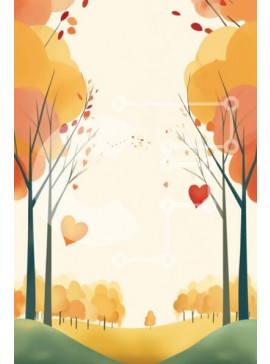 Intra Συλλεκτικό Ξύλινο Παζλ Plywood  4mm - Πολύχρωμο σκηνικό του φθινοπώρου με μπαλόνια σε σχήμα καρδιάς και δέντρα Σε Ξύλινο Κουτί - Διαστάσεις Puzzle: 10x10 cm – 25 κομμάτια