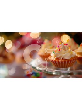 Σετ των 2 Intra Συλλεκτικό Ξύλινο Παζλ Plywood  4mm - Εορταστικά Cupcakes με πολύχρωμα ψεκάσματα και κεριά Σε Ξύλινο Κουτί - Διαστάσεις: 10x10 cm – 25 κομμάτια