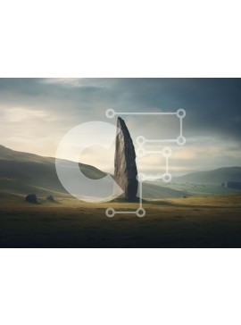 Intra Συλλεκτικό Ξύλινο Παζλ Plywood  4mm - Μεγάλος βράχος σε ανοιχτό πεδίο με Grassy Hills Σε Ξύλινο Κουτί - Διαστάσεις: 10x10 cm – 25 κομμάτια