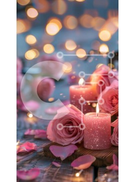 Intra Συλλεκτικό Ξύλινο Παζλ Plywood  4mm - Ρομαντικό τραπέζι με ροζ τριαντάφυλλα και κεριά Σε Ξύλινο Κουτί - Διαστάσεις Puzzle: 10x10 cm – 25 κομμάτια