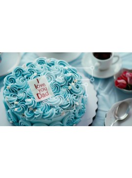 Σετ των 2 Intra Συλλεκτικό Ξύλινο Παζλ Plywood  4mm - Μπλε παγωμένο κέικ με την επιγραφή «Σ' αγαπώ μπαμπά». Σε Ξύλινο Κουτί - Διαστάσεις: 10x10 cm – 25 κομμάτια