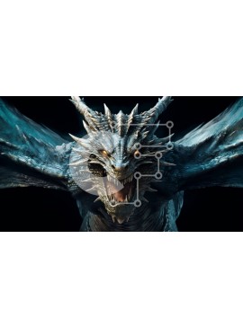 Intra Συλλεκτικό Ξύλινο Παζλ Plywood  4mm - Εκπληκτική εικόνα ενός μπλε δράκου με αιχμηρά δόντια και μεγάλα φτερά Σε Ξύλινο Κουτί - Διαστάσεις Puzzle: 10x10 cm – 25 κομμάτια