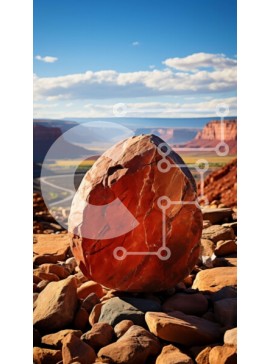 Σετ των 2 Intra Συλλεκτικό Ξύλινο Παζλ Plywood  4mm - Εκπληκτική θέα του μεγάλου κόκκινου βράχου στον βράχο στην έρημο Σε Ξύλινο Κουτί - Διαστάσεις: 10x10 cm – 25 κομμάτια