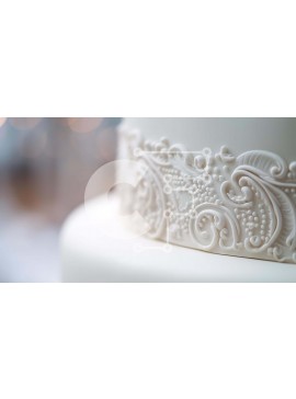 Σετ των 2 Intra Συλλεκτικό Ξύλινο Παζλ Plywood  4mm - Πολύπλοκα διακοσμημένη λευκή τούρτα Σε Ξύλινο Κουτί - Διαστάσεις: 10x10 cm – 25 κομμάτια