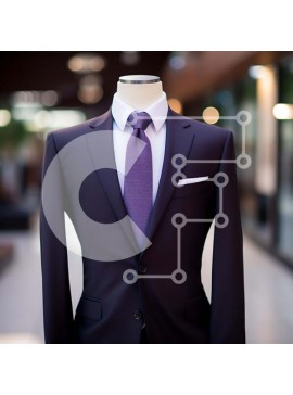 Σετ των 2 Intra Συλλεκτικό Ξύλινο Παζλ Plywood  4mm - Κοστούμι μανεκέν και μωβ γραβάτα στην οθόνη Σε Ξύλινο Κουτί - Διαστάσεις: 10x10 cm – 25 κομμάτια