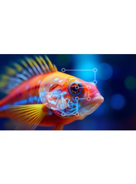 Intra Συλλεκτικό Ξύλινο Παζλ Plywood  4mm - Πολύχρωμα ψάρια που κολυμπούν προς την κάμερα Σε Ξύλινο Κουτί - Διαστάσεις: 10x10 cm – 25 κομμάτια