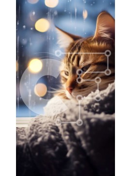 Σετ των 2 Intra Συλλεκτικό Ξύλινο Παζλ Plywood  4mm - Άνετη εικόνα μιας γάτας που απολαμβάνει μια βροχερή μέρα δίπλα στο παράθυρο Σε Ξύλινο Κουτί - Διαστάσεις: 10x10 cm – 25 κομμάτια