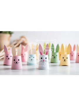 Intra Συλλεκτικό Ξύλινο Παζλ Plywood  4mm - Πολύχρωμα χάρτινα ποτήρια για το πασχαλινό λαγουδάκι για χειροτεχνίες και διακοσμήσεις Σε Ξύλινο Κουτί - Διαστάσεις Puzzle: 10x10 cm – 25 κομμάτια