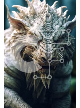 Intra Συλλεκτικό Ξύλινο Παζλ Plywood  4mm - Κοντινό πλάνο του προσώπου ενός μυθικού πλάσματος με απειλητική έκφραση Σε Ξύλινο Κουτί - Διαστάσεις Puzzle: 10x10 cm – 25 κομμάτια