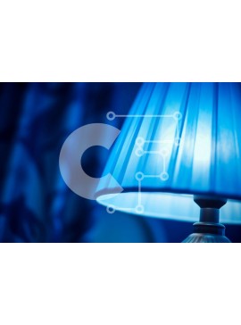 Intra Συλλεκτικό Ξύλινο Παζλ Plywood  4mm - Μπλε φωτιστικό στο τραπέζι δίπλα στην κουρτίνα Σε Ξύλινο Κουτί - Διαστάσεις Puzzle: 10x10 cm – 25 κομμάτια