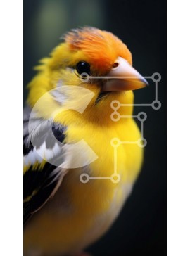 Σετ των 2 Intra Συλλεκτικό Ξύλινο Παζλ Plywood  4mm - Κίτρινο πουλί με ρίγες στο κεφάλι και κόκκινο ράμφος Σε Ξύλινο Κουτί - Διαστάσεις: 10x10 cm – 25 κομμάτια