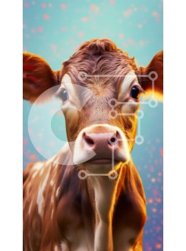 Σετ των 2 Intra Συλλεκτικό Ξύλινο Παζλ Plywood  4mm - Κοντινό πλάνο μιας αγελάδας με καφέ και λευκές κηλίδες Σε Ξύλινο Κουτί - Διαστάσεις: 10x10 cm – 25 κομμάτια