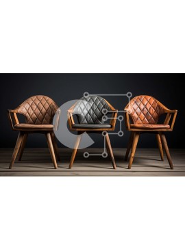 Intra Συλλεκτικό Ξύλινο Παζλ Plywood  4mm - Τρεις δερμάτινες επενδυμένες καρέκλες με σχέδια σε σχήμα διαμαντιού Σε Ξύλινο Κουτί - Διαστάσεις Puzzle: 10x10 cm – 25 κομμάτια