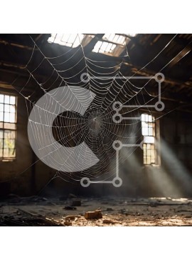 Intra Συλλεκτικό Ξύλινο Παζλ Plywood  4mm - Ιστός αράχνης σε εγκαταλελειμμένο κτήριο με το φως του ήλιου να ρέει μέσω των Windows Σε Ξύλινο Κουτί - Διαστάσεις Puzzle: 10x10 cm – 25 κομμάτια