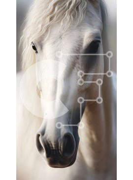 Σετ των 2 Intra Συλλεκτικό Ξύλινο Παζλ Plywood  4mm - Λευκό άλογο με μακριά χαίτη και ουρά Σε Ξύλινο Κουτί - Διαστάσεις: 10x10 cm – 25 κομμάτια