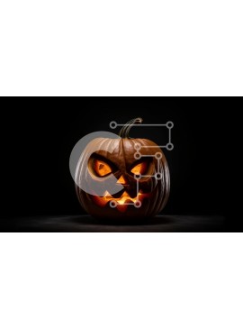 Intra Συλλεκτικό Ξύλινο Παζλ Plywood  4mm - Σκαλιστή κολοκύθα με λαμπερά μάτια για το Halloween Σε Ξύλινο Κουτί - Διαστάσεις Puzzle: 10x10 cm – 25 κομμάτια