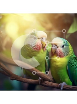 Intra Συλλεκτικό Ξύλινο Παζλ Plywood  4mm - Δύο πολύχρωμοι παπαγάλοι σκαρφαλωμένοι σε ένα κλαδί δέντρου Σε Ξύλινο Κουτί - Διαστάσεις: 10x10 cm – 25 κομμάτια