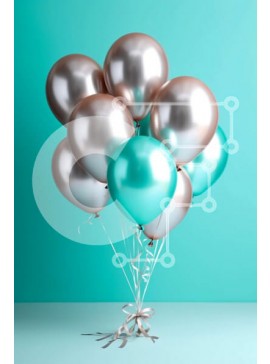 Intra Συλλεκτικό Ξύλινο Παζλ Plywood  4mm - Όμορφη εικόνα μεταλλικών μπαλονιών που επιπλέουν σε τιρκουάζ φόντο Σε Ξύλινο Κουτί - Διαστάσεις Puzzle: 10x10 cm – 25 κομμάτια