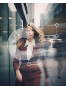 Intra Συλλεκτικό Ξύλινο Παζλ Plywood  4mm - Γυναίκα με μακριά καστανά μαλλιά που τρέχει σε αστικό περιβάλλον Σε Ξύλινο Κουτί - Διαστάσεις Puzzle: 10x10 cm – 25 κομμάτια