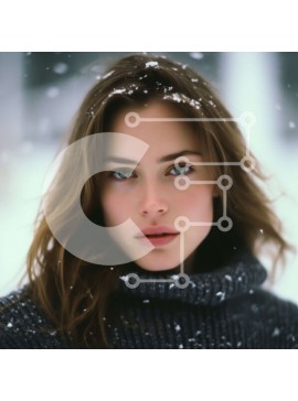 Intra Συλλεκτικό Ξύλινο Παζλ Plywood  4mm - Όμορφη εικόνα μιας γυναίκας με γκρι πουλόβερ και κασκόλ στο χιόνι Σε Ξύλινο Κουτί - Διαστάσεις Puzzle: 10x10 cm – 25 κομμάτια