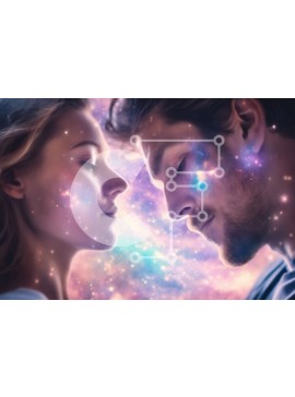 Intra Συλλεκτικό Ξύλινο Παζλ Plywood  4mm - Ρομαντικό ζευγάρι σε ένα αφηρημένο φόντο γαλαξία Σε Ξύλινο Κουτί - Διαστάσεις Puzzle: 10x10 cm – 25 κομμάτια