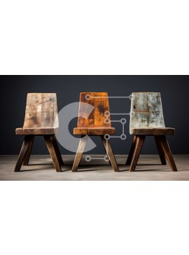 Intra Συλλεκτικό Ξύλινο Παζλ Plywood  4mm - Τρεις Μοναδικές Ξύλινες Καρέκλες με Διαφορετικά Σχέδια Σε Ξύλινο Κουτί - Διαστάσεις Puzzle: 10x10 cm – 25 κομμάτια