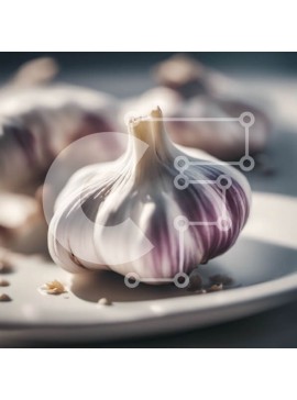 Σετ των 2 Intra Συλλεκτικό Ξύλινο Παζλ Plywood  4mm - Φρέσκες σκελίδες σκόρδου σε ένα άσπρο πιάτο Σε Ξύλινο Κουτί - Διαστάσεις: 10x10 cm – 25 κομμάτια