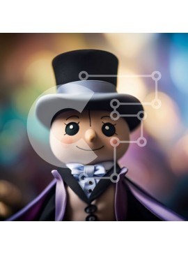 Intra Συλλεκτικό Ξύλινο Παζλ Plywood  4mm - Αξιολάτρευτος Χιονάνθρωπος με Καπέλο και Μωβ Ακρωτήρι Σε Ξύλινο Κουτί - Διαστάσεις Puzzle: 10x10 cm – 25 κομμάτια