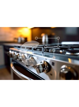 Intra Συλλεκτικό Ξύλινο Παζλ Plywood  4mm - Κομψή και μοντέρνα κουζίνα από ανοξείδωτο ατσάλι με πέντε καυστήρες και φούρνο Σε Ξύλινο Κουτί - Διαστάσεις Puzzle: 10x10 cm – 25 κομμάτια