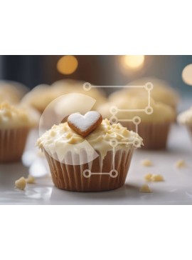 Σετ των 2 Intra Συλλεκτικό Ξύλινο Παζλ Plywood  4mm - Cupcakes με Διακοσμητικά Frosting σε σχήμα καρδιάς Σε Ξύλινο Κουτί - Διαστάσεις: 10x10 cm – 25 κομμάτια