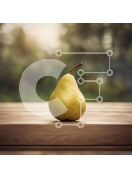 Σετ των 2 Intra Συλλεκτικό Ξύλινο Παζλ Plywood  4mm - Ώριμο κίτρινο αχλάδι σε ξύλινο τραπέζι Σε Ξύλινο Κουτί - Διαστάσεις: 10x10 cm – 25 κομμάτια