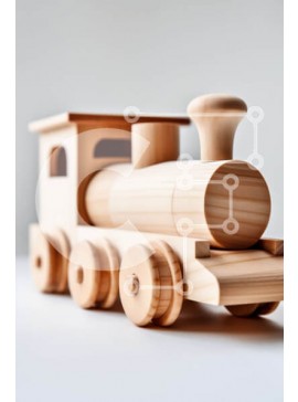 Intra Συλλεκτικό Ξύλινο Παζλ Plywood  4mm - Vintage Ξύλινο Παιχνίδι Τρένο με ατμομηχανή και αυτοκίνητα Σε Ξύλινο Κουτί - Διαστάσεις Puzzle: 10x10 cm – 25 κομμάτια