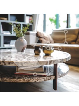 Intra Συλλεκτικό Ξύλινο Παζλ Plywood  4mm - Κομψό και κομψό σαλόνι με μαρμάρινο τραπεζάκι σαλονιού Σε Ξύλινο Κουτί - Διαστάσεις Puzzle: 10x10 cm – 25 κομμάτια