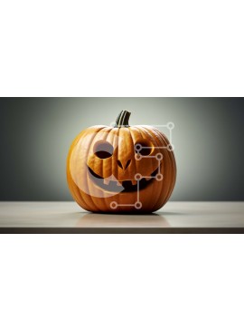 Intra Συλλεκτικό Ξύλινο Παζλ Plywood  4mm - Χαμογελαστή σκαλισμένη κολοκύθα σε σκούρο φόντο Σε Ξύλινο Κουτί - Διαστάσεις Puzzle: 10x10 cm – 25 κομμάτια