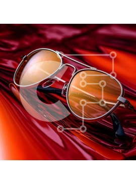 Σετ των 2 Intra Συλλεκτικό Ξύλινο Παζλ Plywood  4mm - Μοντέρνα γυαλιά ηλίου σε έντονη κόκκινη επιφάνεια Σε Ξύλινο Κουτί - Διαστάσεις: 10x10 cm – 25 κομμάτια